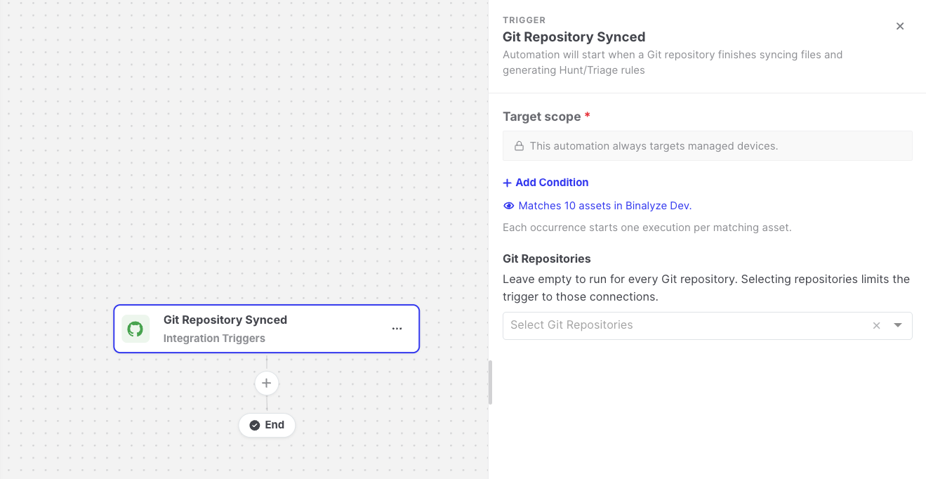 Git Repository Synced: Trigger settings